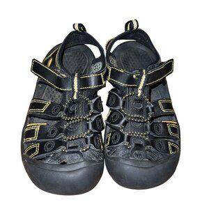 Keen Little Kid Size 12 Newport Sandals Black With Yellow Stitching